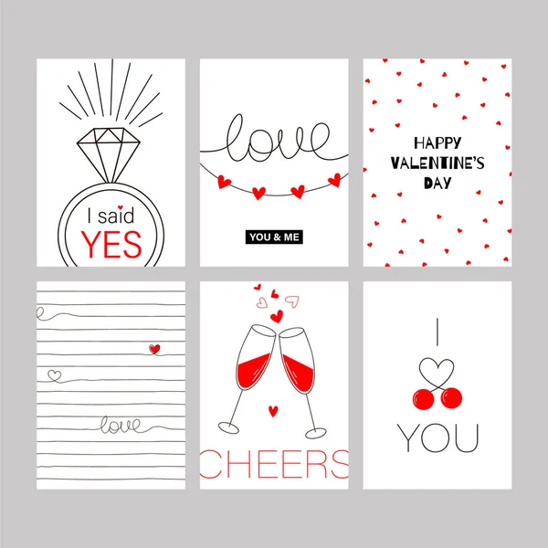 Piros Fekete Fehér Színű Valentine Day Kártyát Sablonok Szerelem Grafikus — Stock Vector