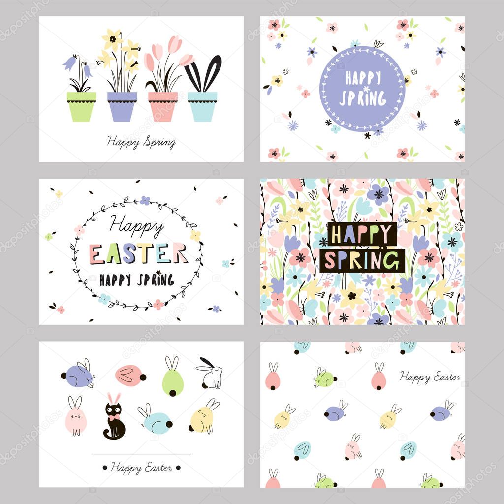 Easter spring cards set