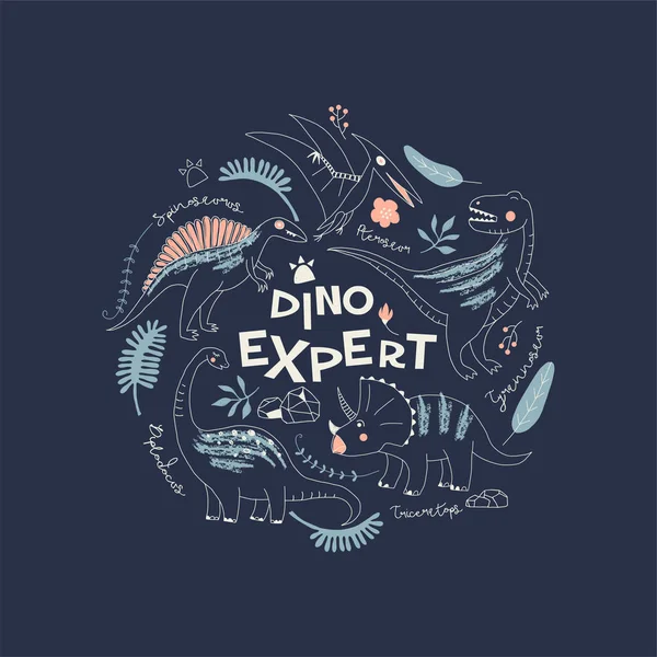 Dino print for kids — Stock Vector