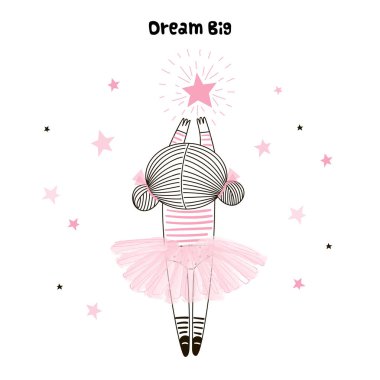 Sevimli küçük kız onun star için ulaşan pembe balerin etek.