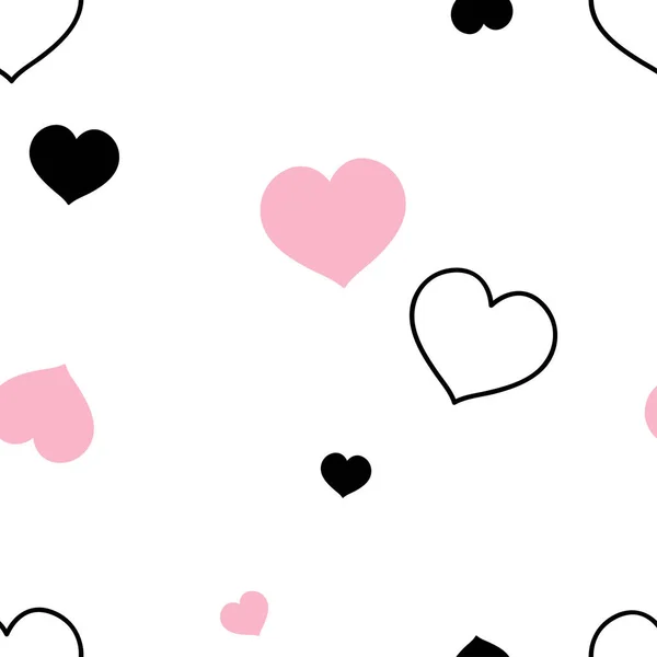 Doodle corazón de pequeña escala vector de fondo sin costuras . — Archivo Imágenes Vectoriales