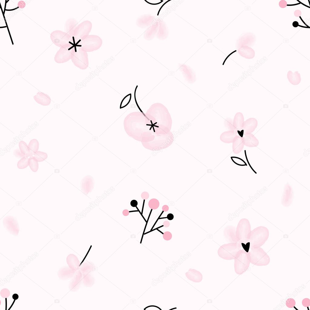 Gentle pink floral seamless vector background