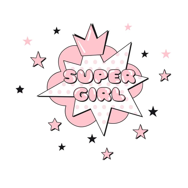 Super Girl texto de arte pop cómico en burbuja . — Archivo Imágenes Vectoriales