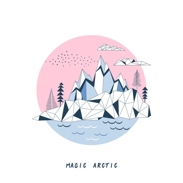 Arctic simple linear landscape — Stock Vector