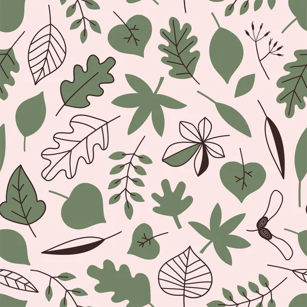Feuilles forestières d'été motif vectoriel sans couture — Image vectorielle