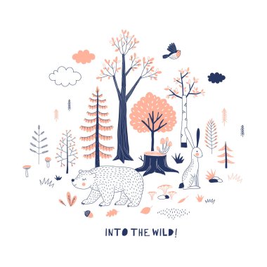 Sonbahar Ormanı temalı vektör illüstrasyonu.