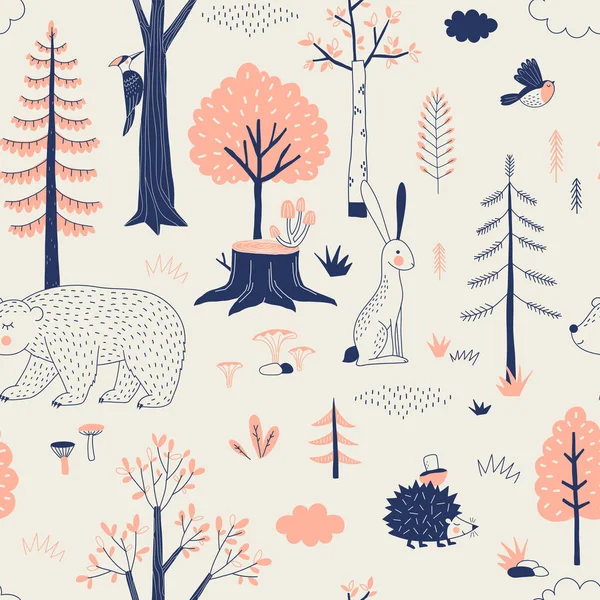 Autumn Forest seamless vector pattern — Stock Vector