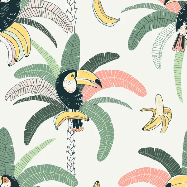 Toucan vector de color patrón sin costura — Archivo Imágenes Vectoriales