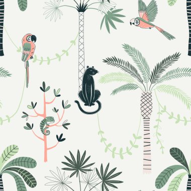 Orman yaşam vektör renk dikişsiz desen