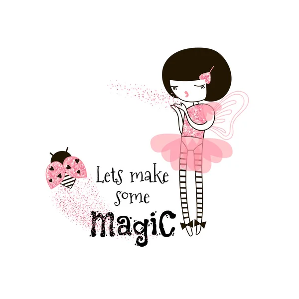 Lets make some magic hand drawn phrase — Stock Vector