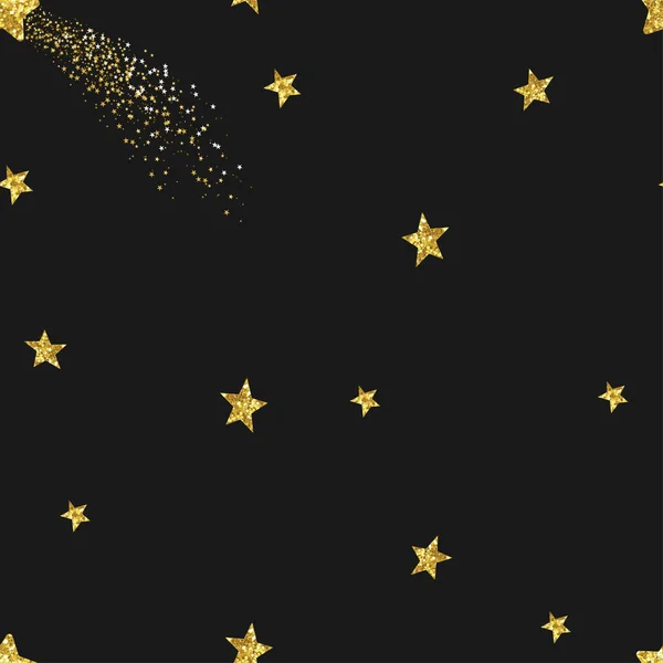 Brillantes estrellas doradas patrón sin costuras — Vector de stock