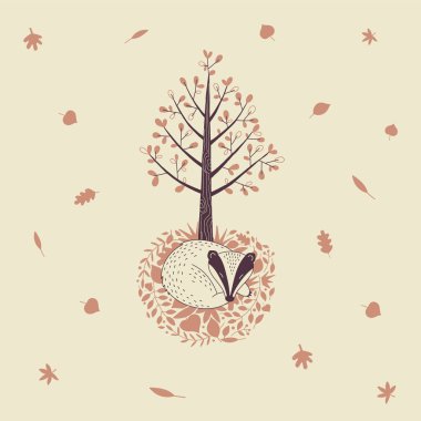 Sonbahar Ormanı temalı vektör illüstrasyonu.