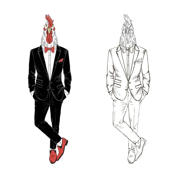 Haan gentleman gekleed in Tuxedo. — Stockvector