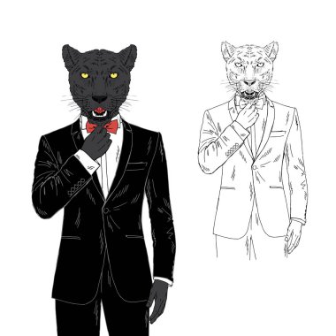 Siyah Panter adam smokin giymiş