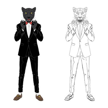 Siyah Panter adam smokin giymiş