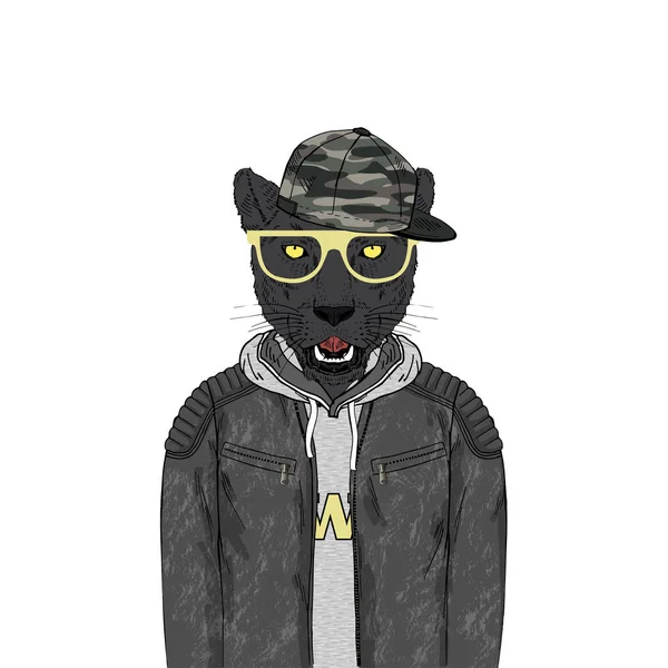 Black Panther Mann im urbanen Stil gekleidet — Stockvektor