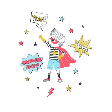 Kahraman kostümlü küçük çocuk.