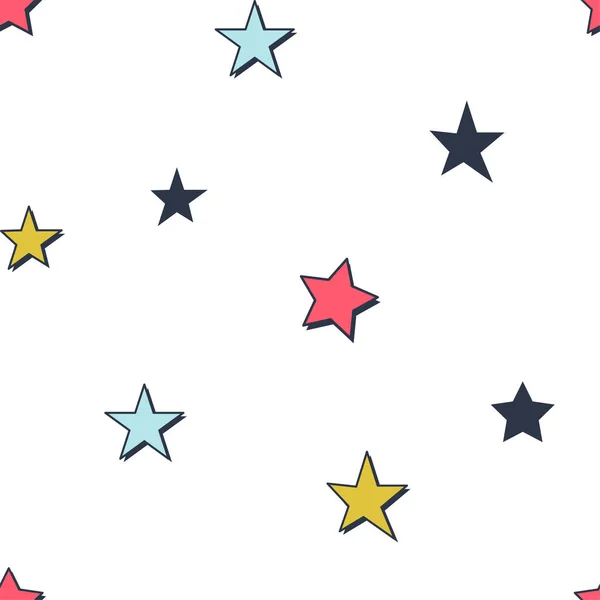 Coloridas estrellas dibujadas a mano patrón sin costuras de dibujos animados — Vector de stock