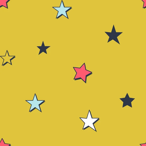 Coloridas estrellas dibujadas a mano patrón sin costuras de dibujos animados — Vector de stock