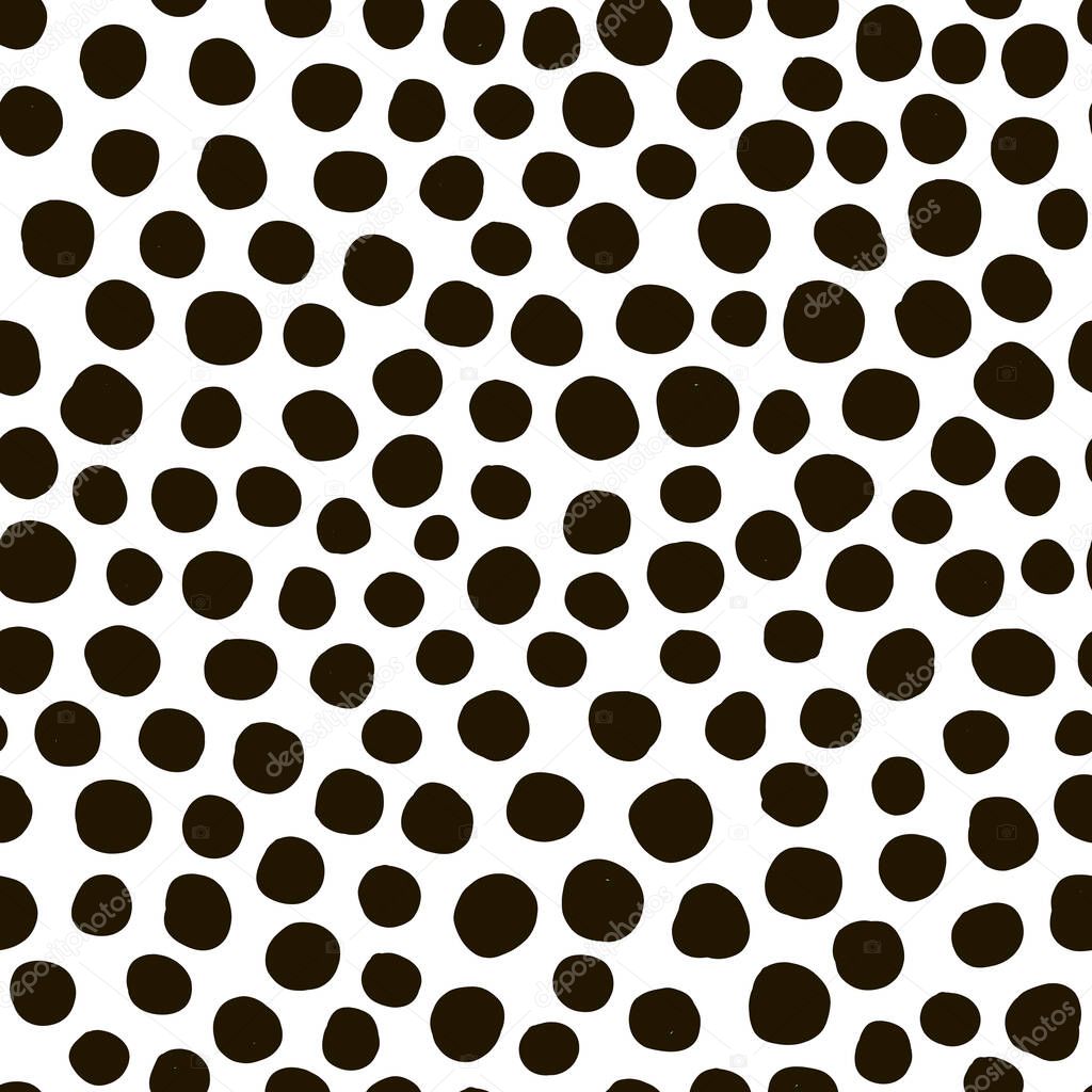 Polka dot, circles hand drawn vector seamless pattern