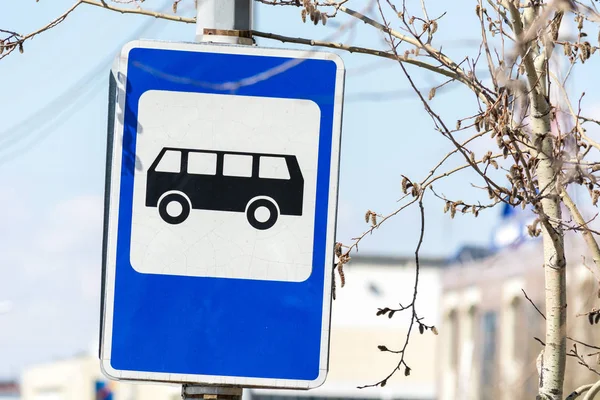 Road sign bus stop.