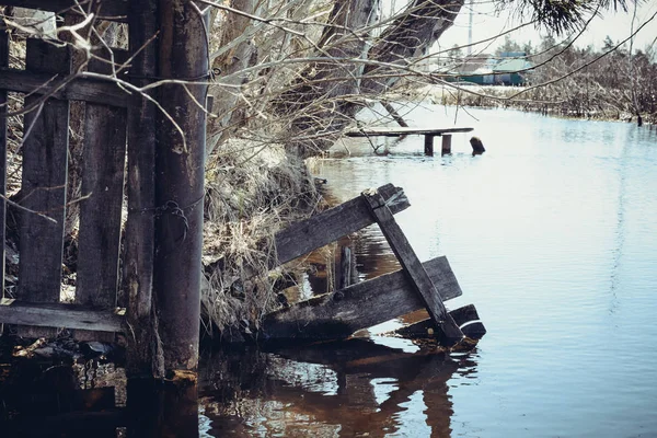 Cerca Madera Río — Foto de Stock