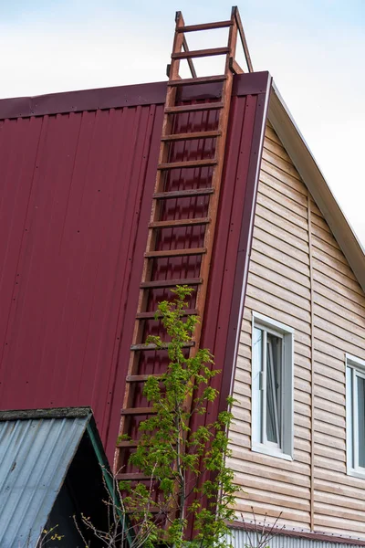 Holztreppe Modernem Haus — Stockfoto