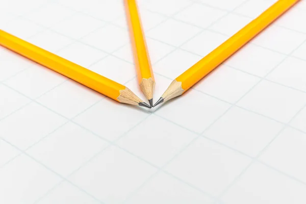 Three Yellow Pencil White Paper — Stock Photo, Image