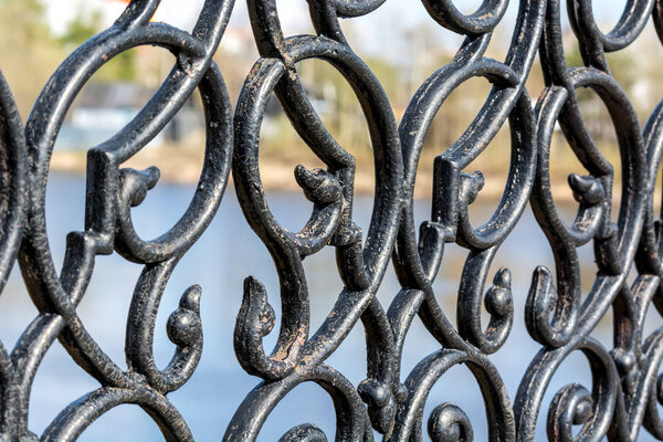 Beautiful iron fence, close up
