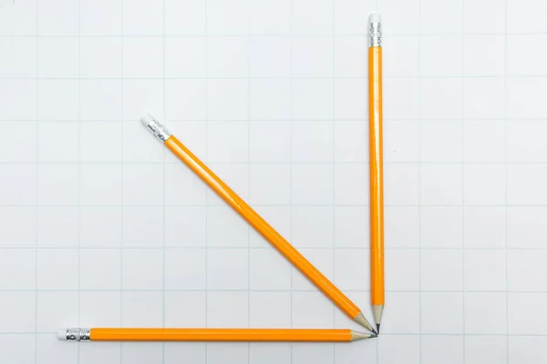 Three Yellow Pencil White Paper — Stock Photo, Image