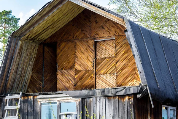 Wooden balcony on the roof.