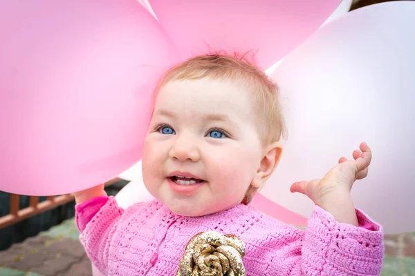 The day of the birth of a baby with balloons — Stock Photo, Image