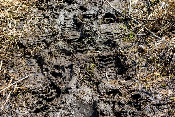 Footprints Dirt Road — Stock Photo, Image