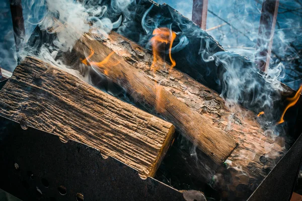 Spalanie Drewna Grillu — Zdjęcie stockowe