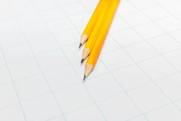 Three Yellow Pencil White Paper — Stock Photo, Image