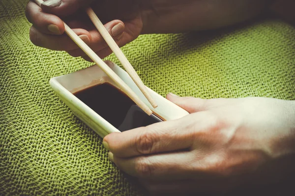 Conjunto Sushi Japonês Bonito — Fotografia de Stock