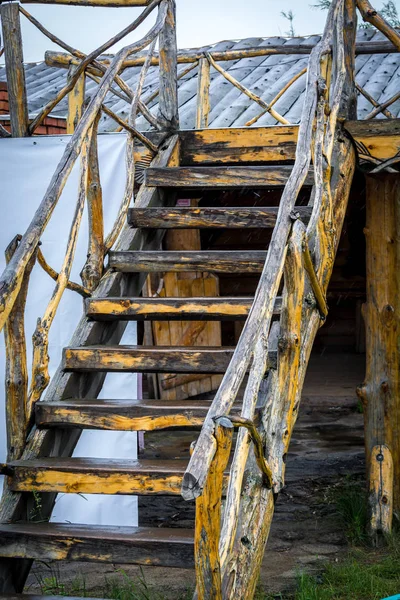 Velhas Escadas Madeira Livre — Fotografia de Stock