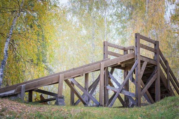 A városi parkban gyermek lovaglás és szórakoztatás céljából fából készült csúszda. — Stock Fotó