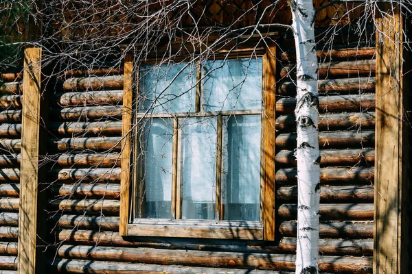 Деревянное Окно Старом Доме — стоковое фото
