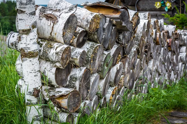 Brennholz für den Winter im Dorf — Stockfoto