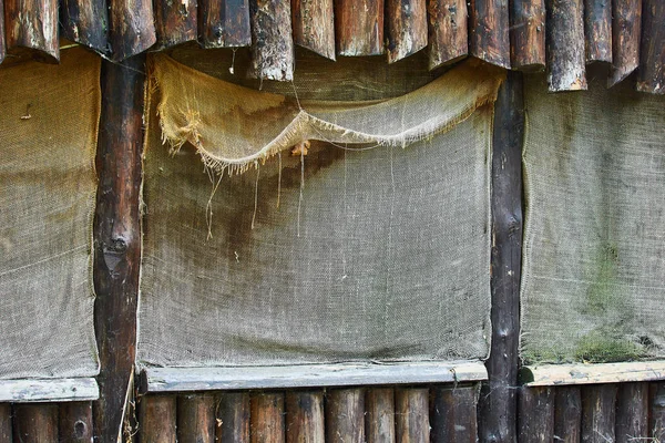 Fenêtre Vieille Grille Dans Bâtiment Bois — Photo