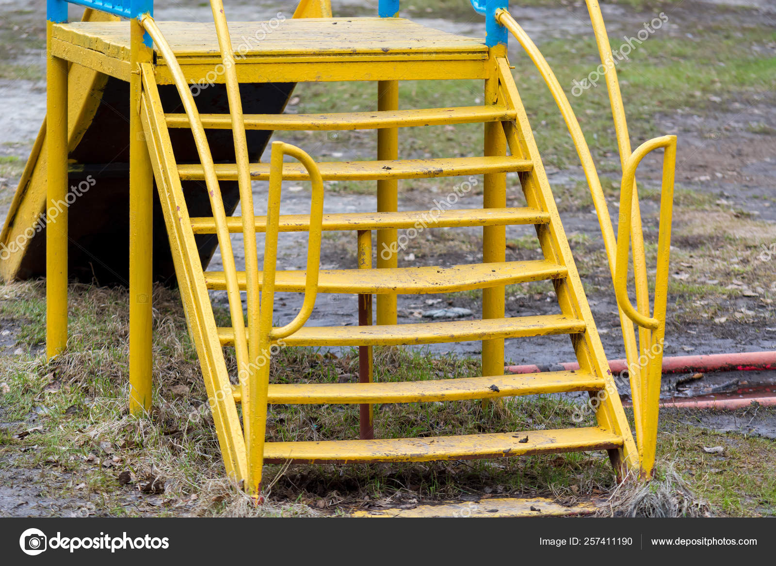 Yellow Ladder Lifting Children's Slide Stock Photo by ©Tagwaran 257411190