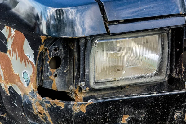 Close Headlight Broken Machine — Stock Photo, Image