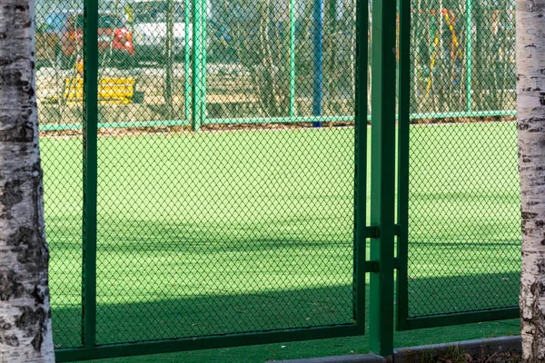 Green Fence Football Field — Stock Photo, Image