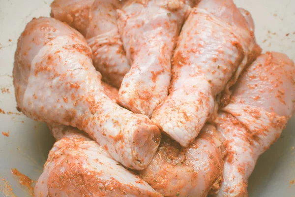 Marinated Chicken Legs Spices Cooking — Stock Photo, Image