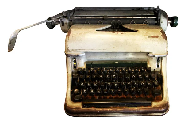 Geïsoleerde schrijfmachine, antieke schrijfmachine, analoog materiaal — Stockfoto