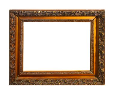 İzole Fotoğraf Çerçevesi, Altın Antik Fotoğraf Çerçevesi.