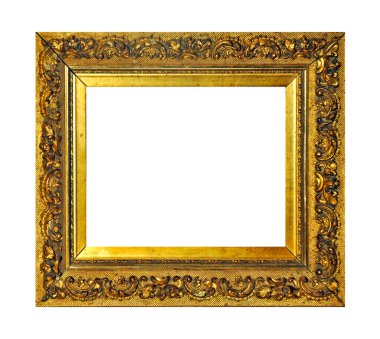 İzole Fotoğraf Çerçevesi, Altın Antik Fotoğraf Çerçevesi.