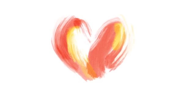 Heart Shape Painting Video Animation Oil Paint Brush Strokes 배경과 — 비디오