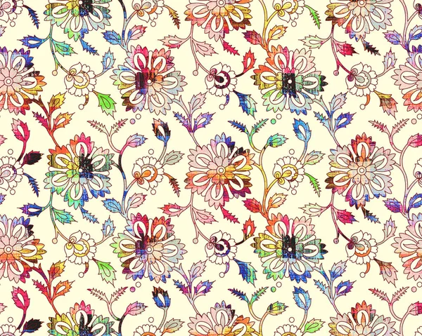 kesintisiz renkli çiçek desenli